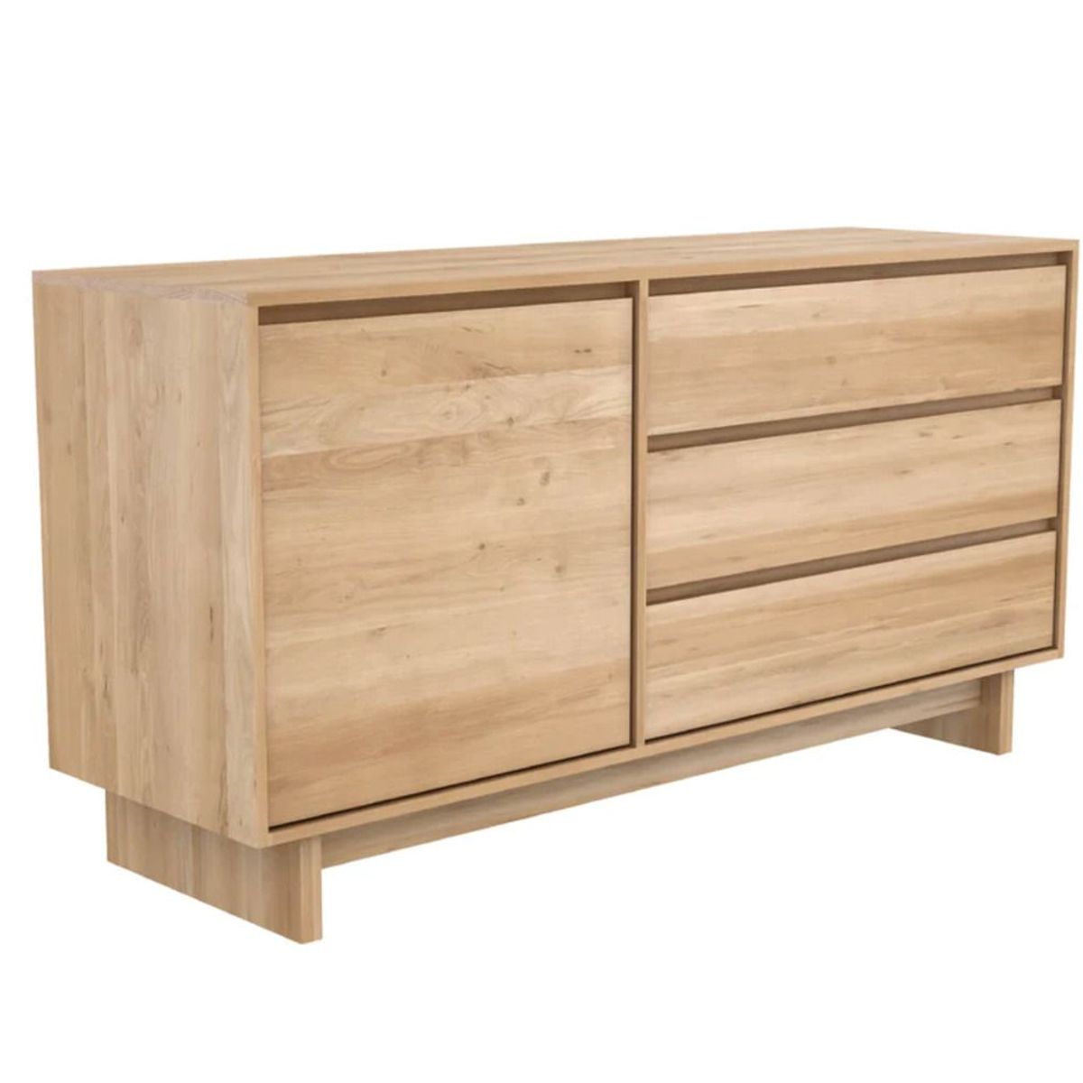 TU MESITA - Cómoda Rústica 3 cajones 1 puerta Mirella color Roble TU MESITA