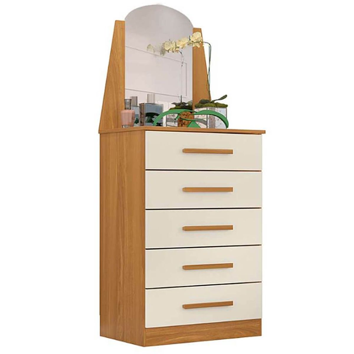 TU MESITA - Cómoda en Vertical con espejo Soledad color Duna/Blanco TU MESITA