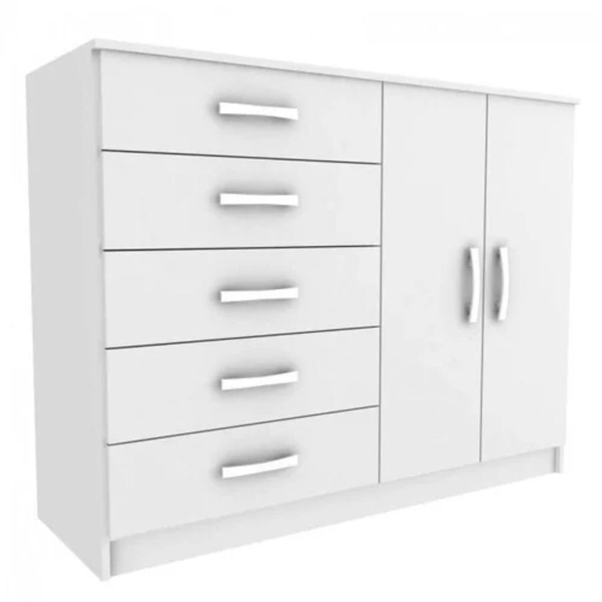 TU MESITA - Cómoda clásica 5 cajones 2 puertas Atlas color Blanco TU MESITA