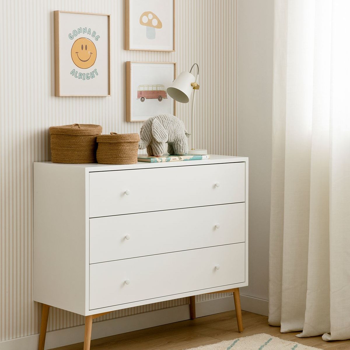 TU MESITA - Cómoda clásica 3 cajones Yakarta color Blanco TU MESITA