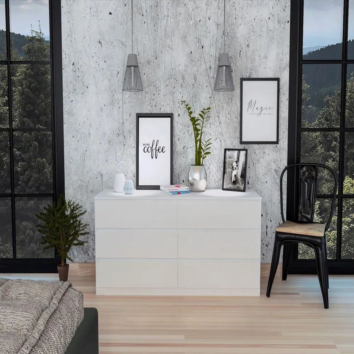 TU MESITA - Cómoda clásica 6 cajones Marshall color Blanco TU MESITA