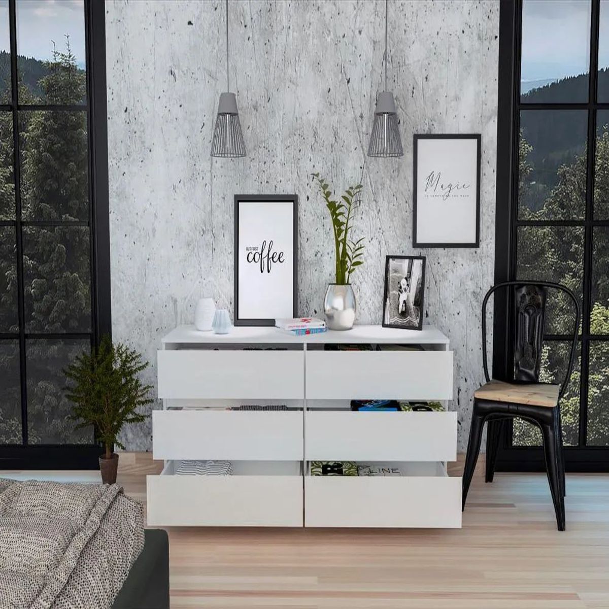 TU MESITA - Cómoda clásica 6 cajones Marshall color Blanco TU MESITA