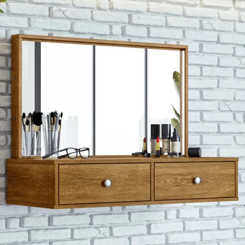 TU MESITA - Tocador flotante 2 cajones + espejo Arsenal color Duna TU MESITA