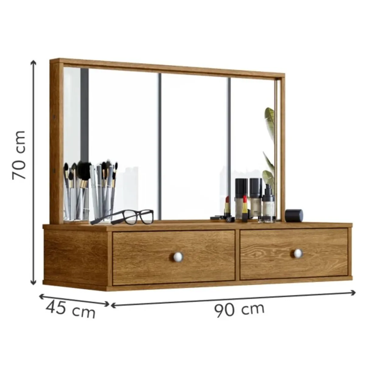 TU MESITA - Tocador flotante 2 cajones + espejo Arsenal color Duna TU MESITA