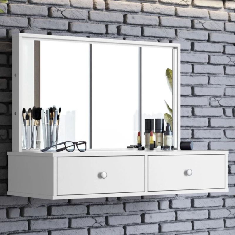 TU MESITA - Tocador flotante 2 cajones + espejo Arsenal color Blanco TU MESITA