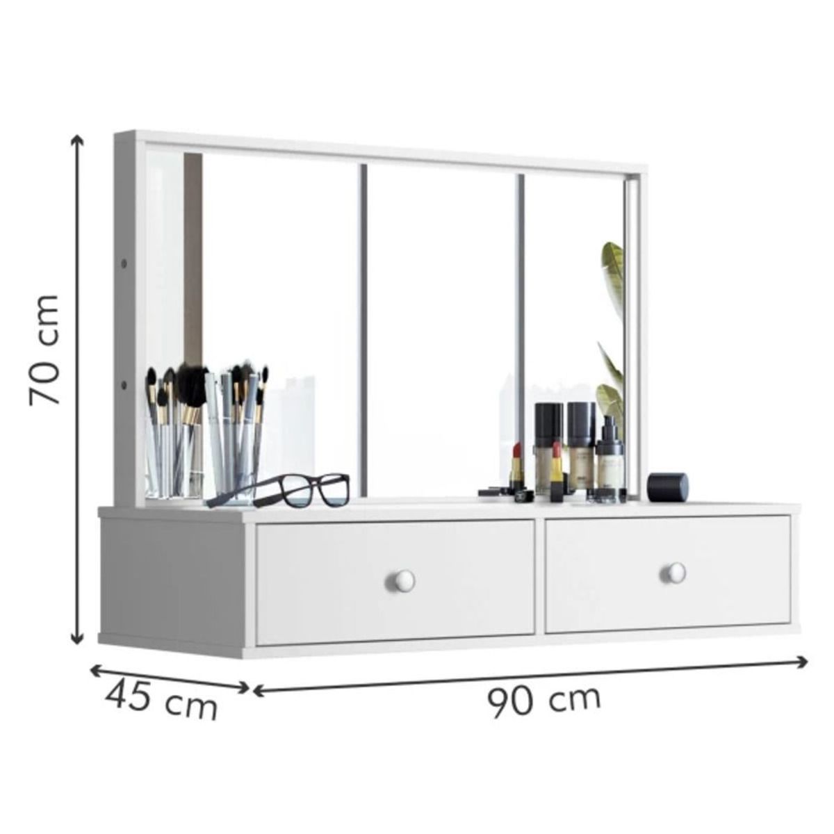 TU MESITA - Tocador flotante 2 cajones + espejo Arsenal color Blanco TU MESITA