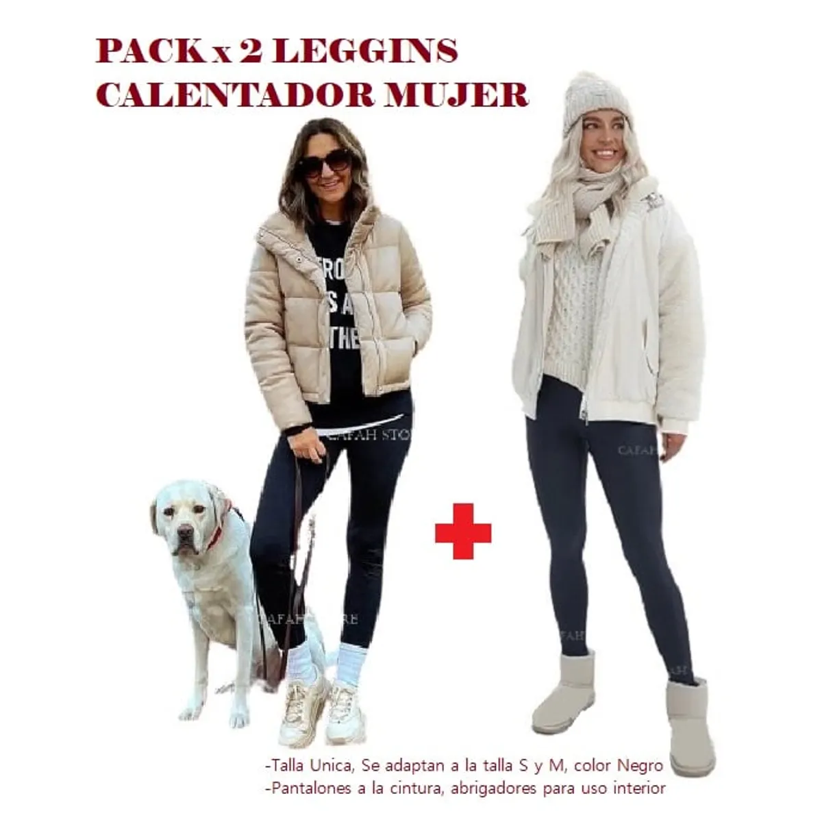 OEM - PACK 2 LEGGINS MUJER CALENTADOR PARA INTERIOR MICROPOLAR INVIERNO MINA
