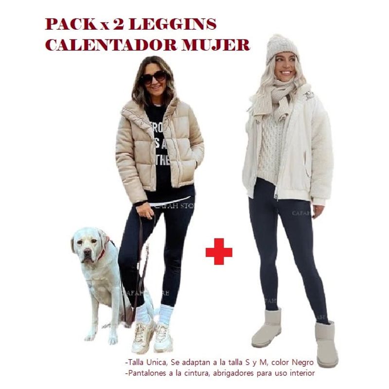 OEM - PACK 2 LEGGINS MUJER CALENTADOR PARA INTERIOR MICROPOLAR INVIERNO MINA