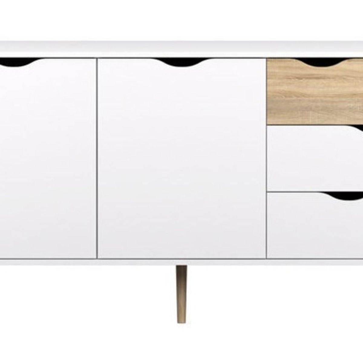 TU MESITA - Cómoda Larga Matilde 2 puertas 3 cajones TU MESITA color Blanco/Duna