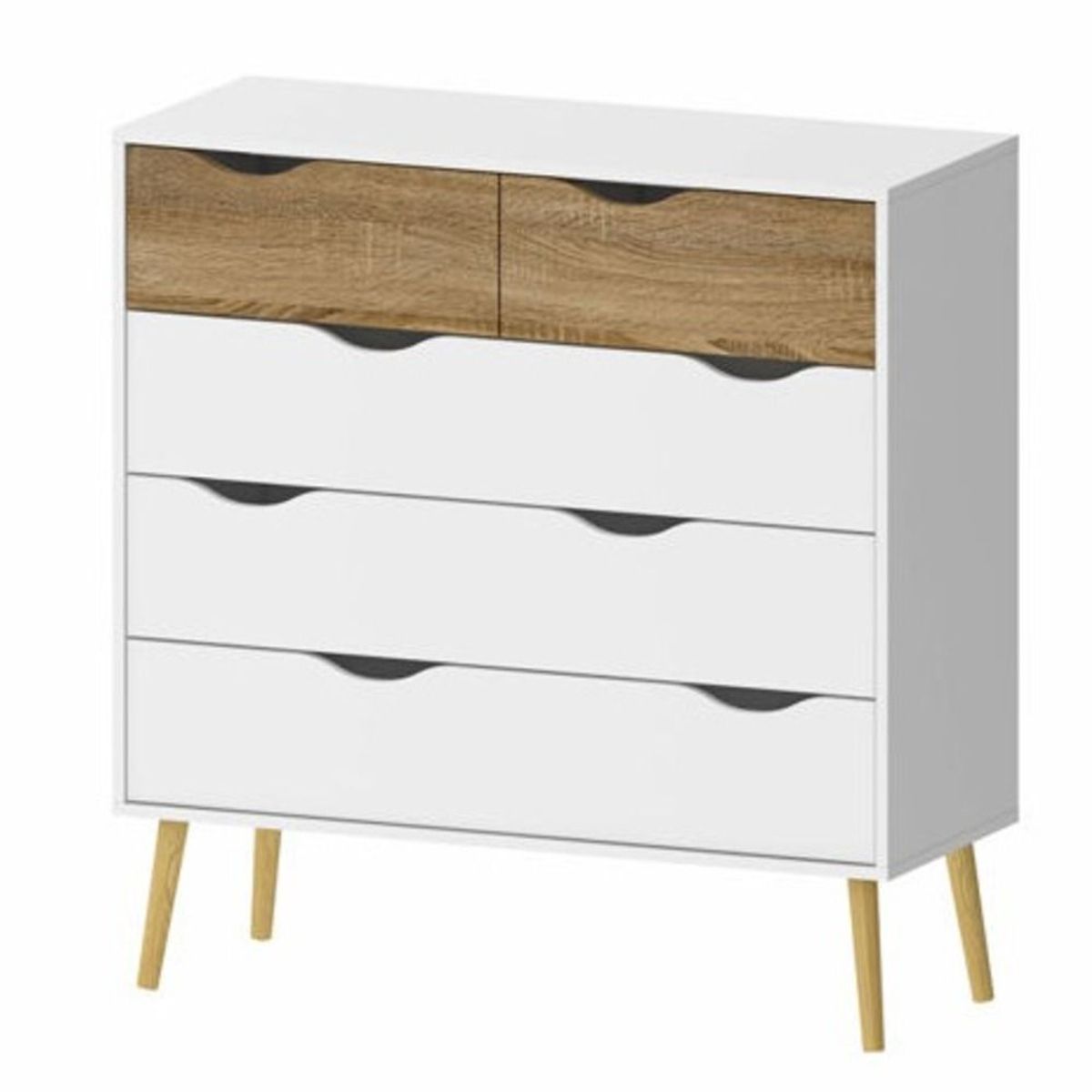 TU MESITA - Cómoda Clásica Matilde 5 cajones color Blanco/Duna TU MESITA