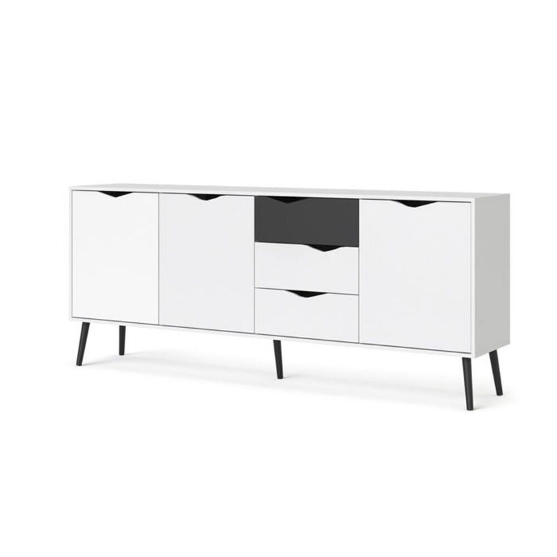 TU MESITA - Cómoda Larga Matilde 3 cajones 3 puertas TU MESITA color Blanco/Negro