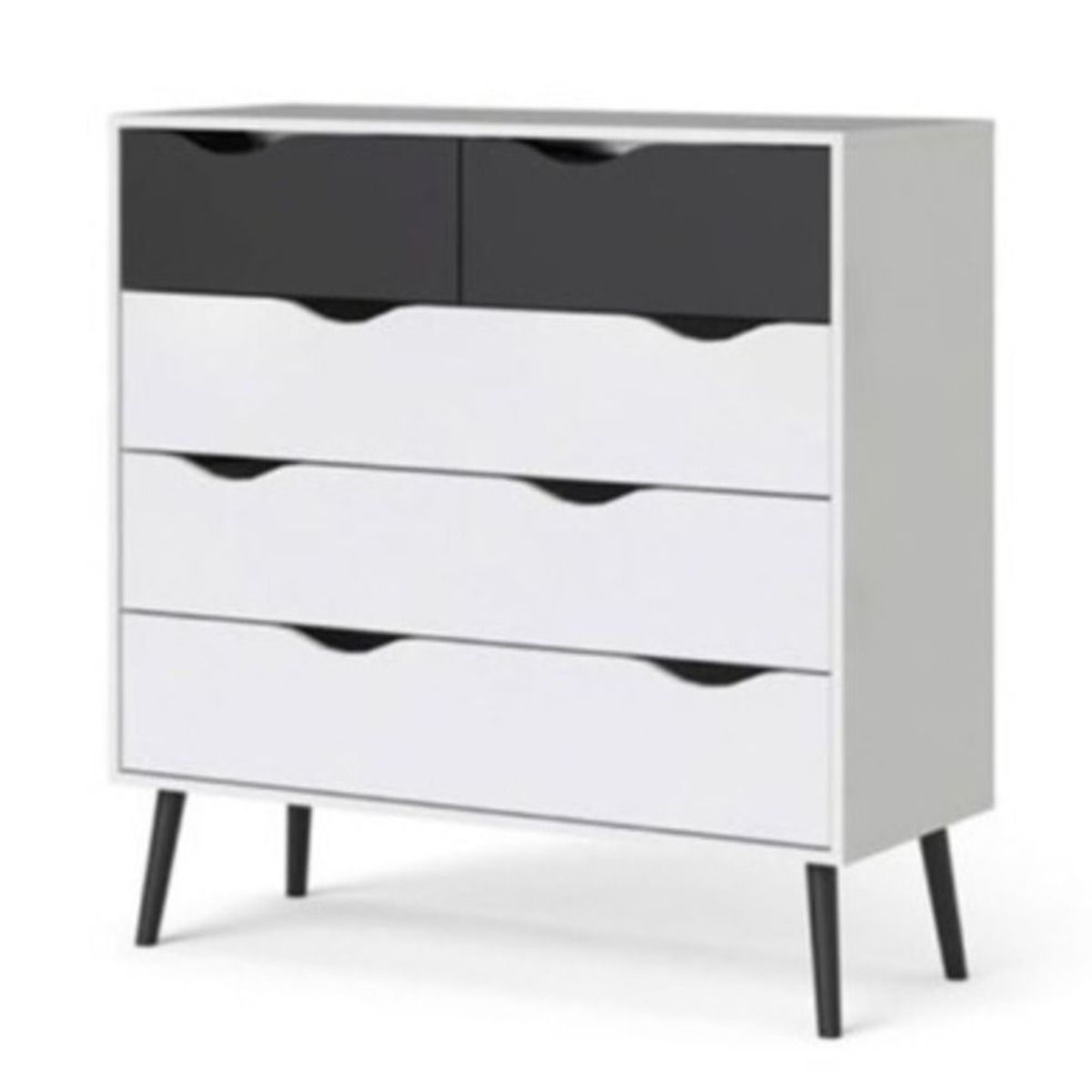 TU MESITA - Cómoda Clásica Matilde 5 cajones color Blanco/Negro TU MESITA