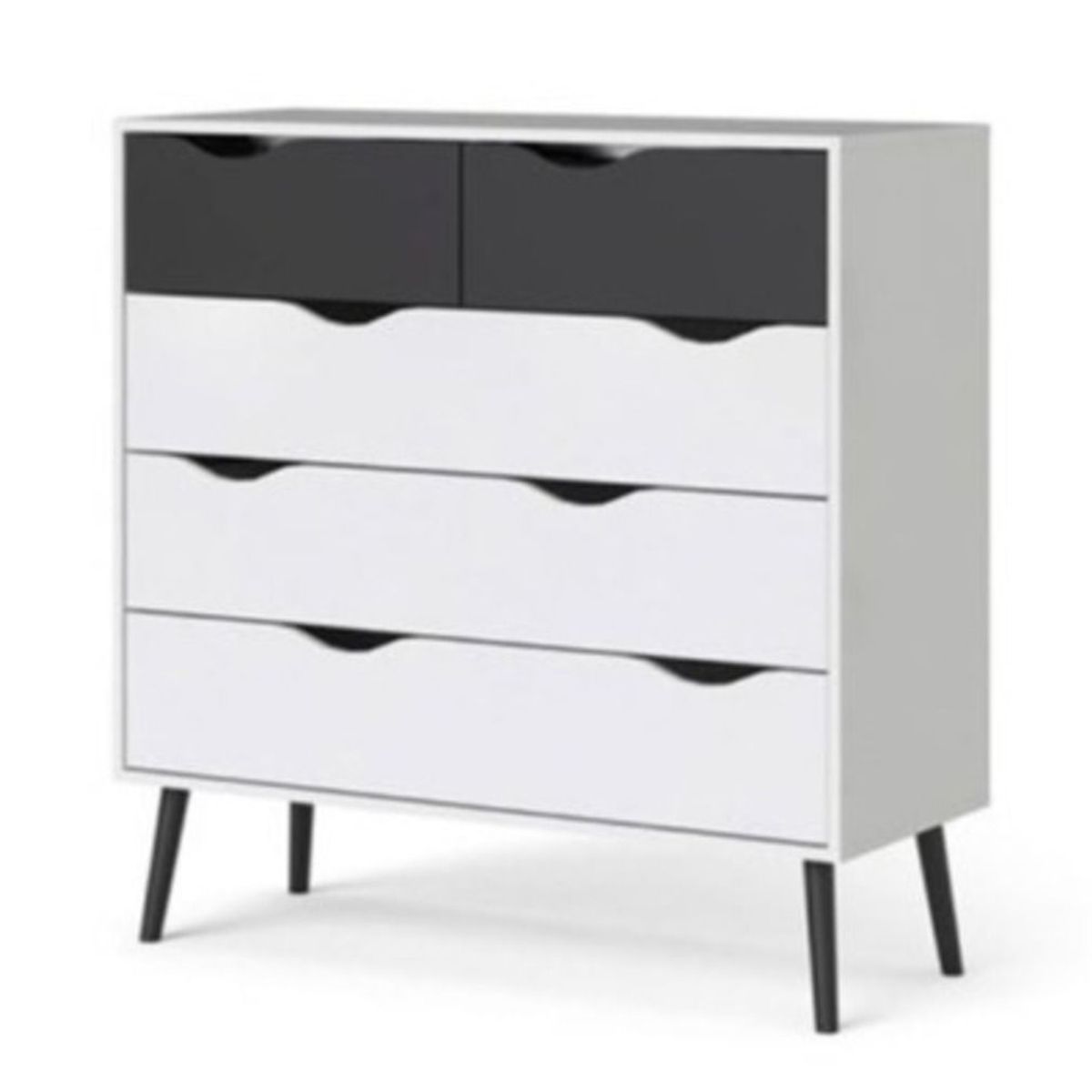 TU MESITA - Cómoda Clásica Matilde 5 cajones color Blanco/Negro TU MESITA