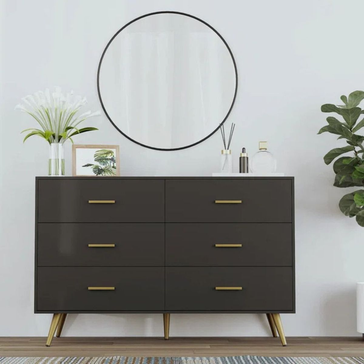 TU MESITA - Cómoda Clásica Marita 6 cajones color Negro TU MESITA