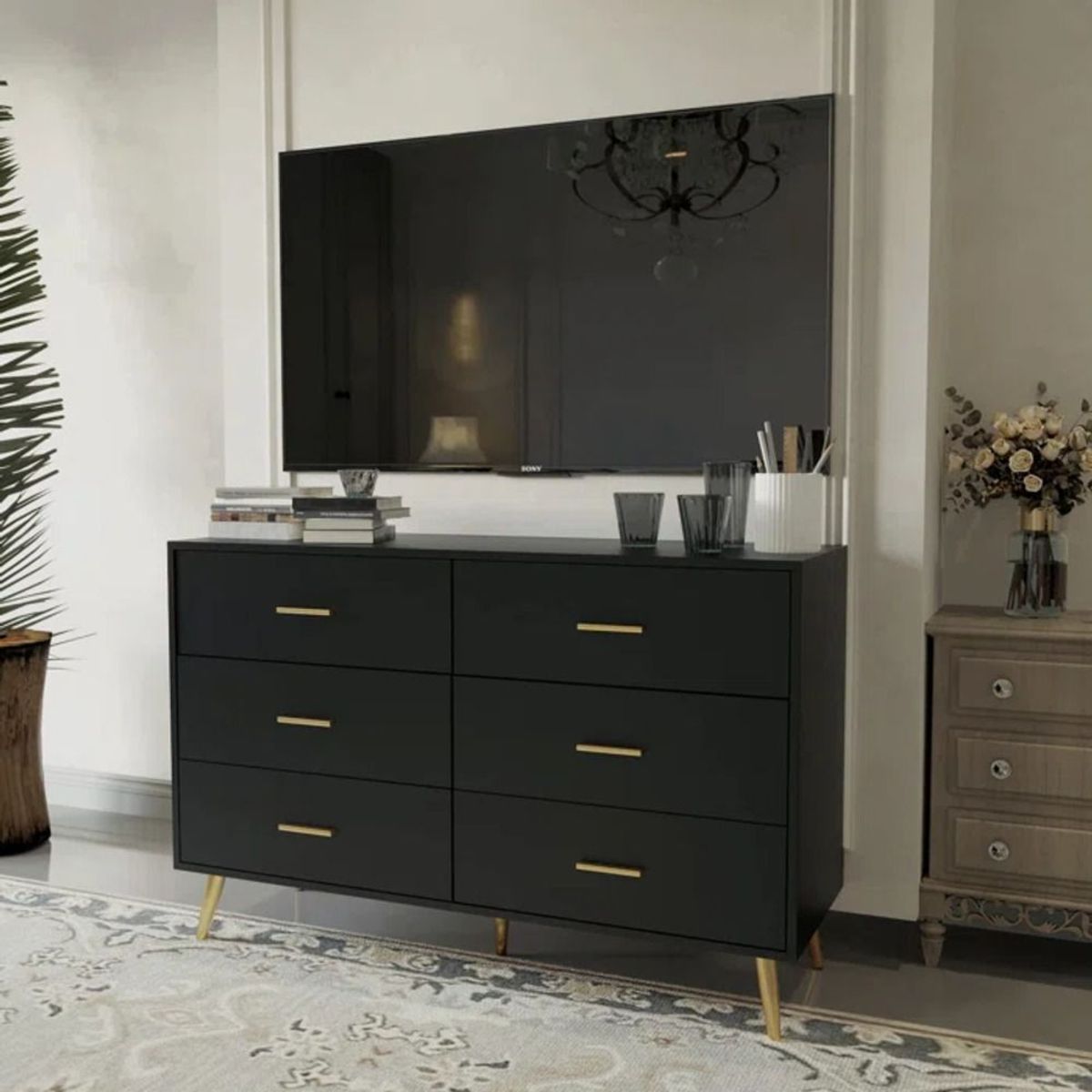 TU MESITA - Cómoda Clásica Marita 6 cajones color Negro TU MESITA