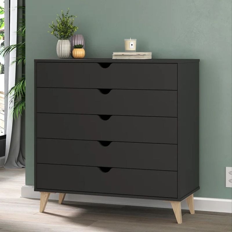 TU MESITA - Cómoda Vertical Sofia color Negro 5 cajones TU MESITA