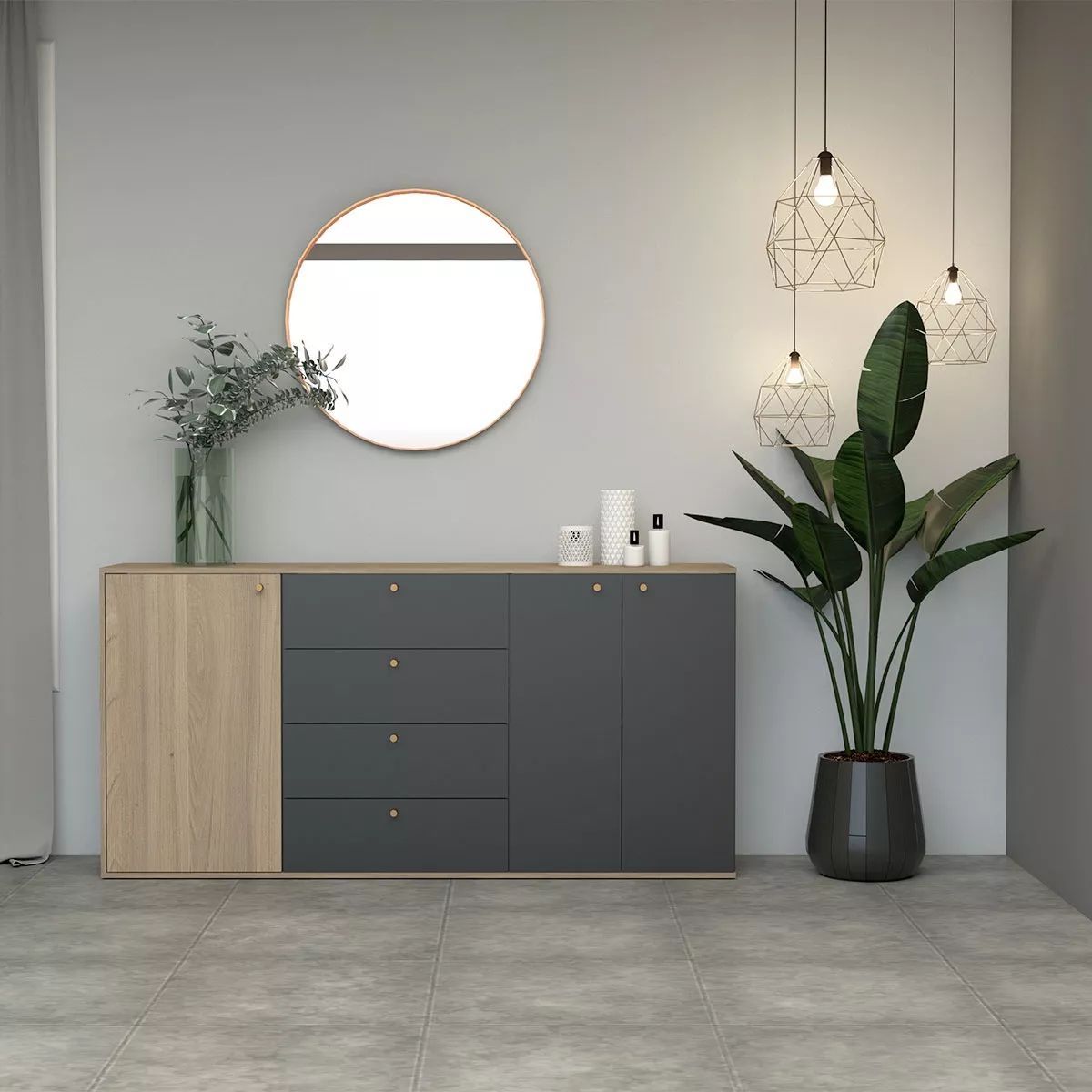 TU MESITA - Cómoda Moderna Francis 3 puertas 4 cajones TU MESITA