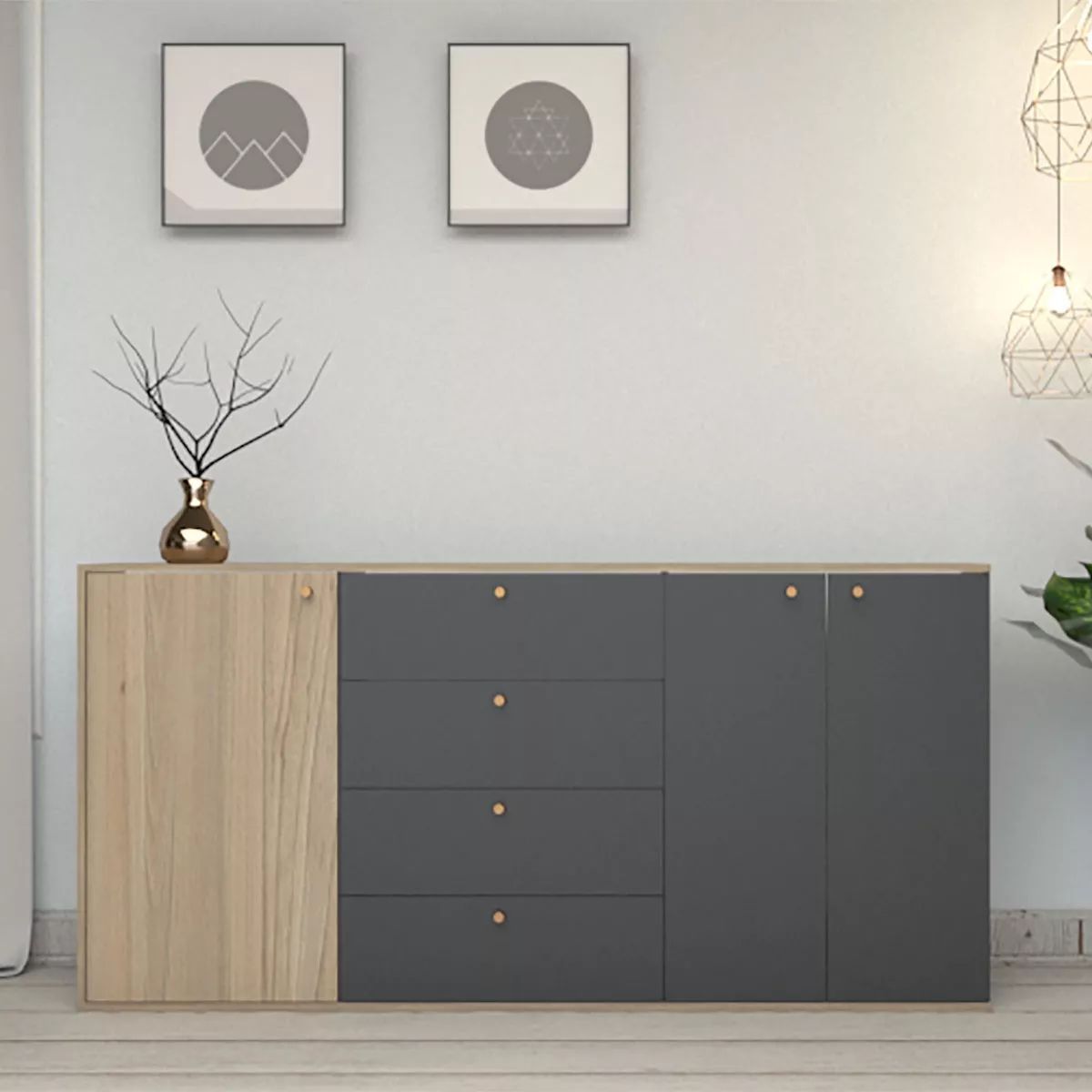 TU MESITA - Cómoda Moderna Francis 3 puertas 4 cajones TU MESITA