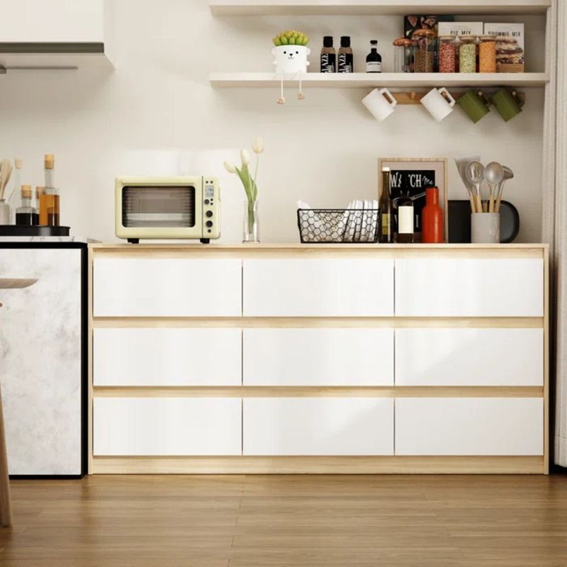 TU MESITA - Cómoda Larga Paracas 9 cajones color Blanco/Duna TU MESITA