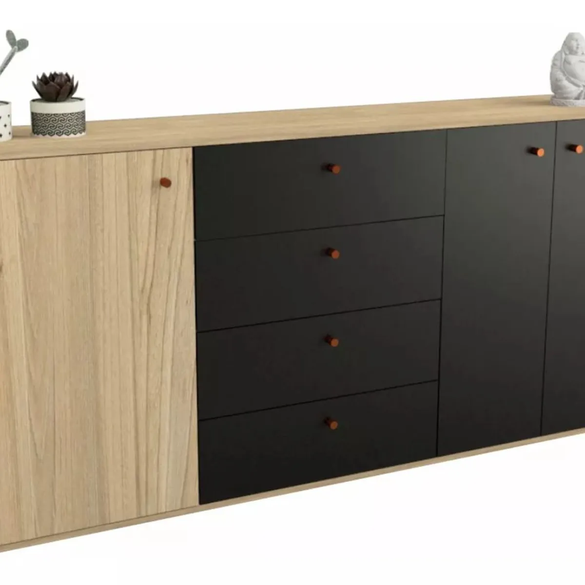 TU MESITA - Cómoda Moderna Francis 3 puertas 4 cajones TU MESITA