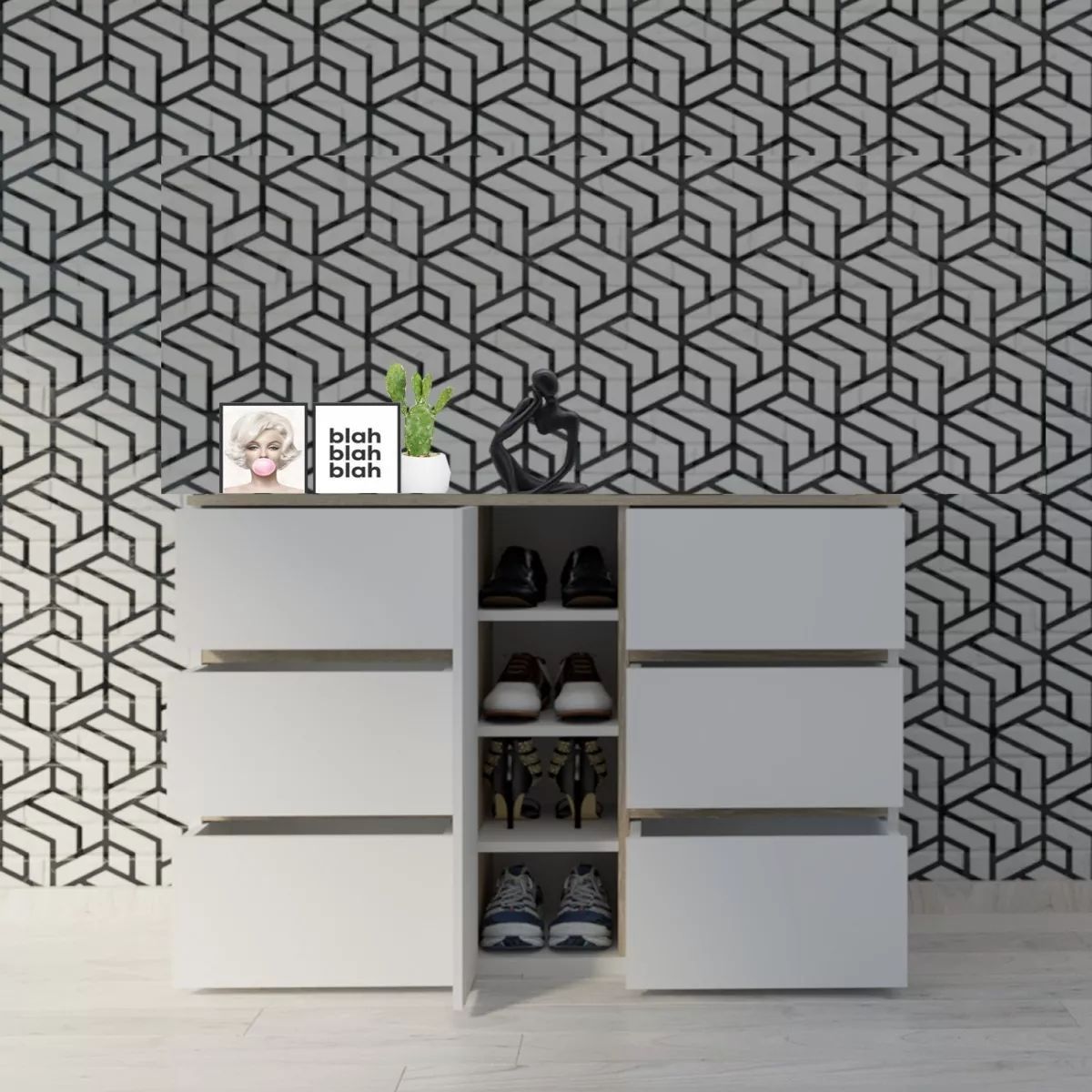 TU MESITA - Cómoda Zapatera Moderna Sahara color Blanco TU MESITA