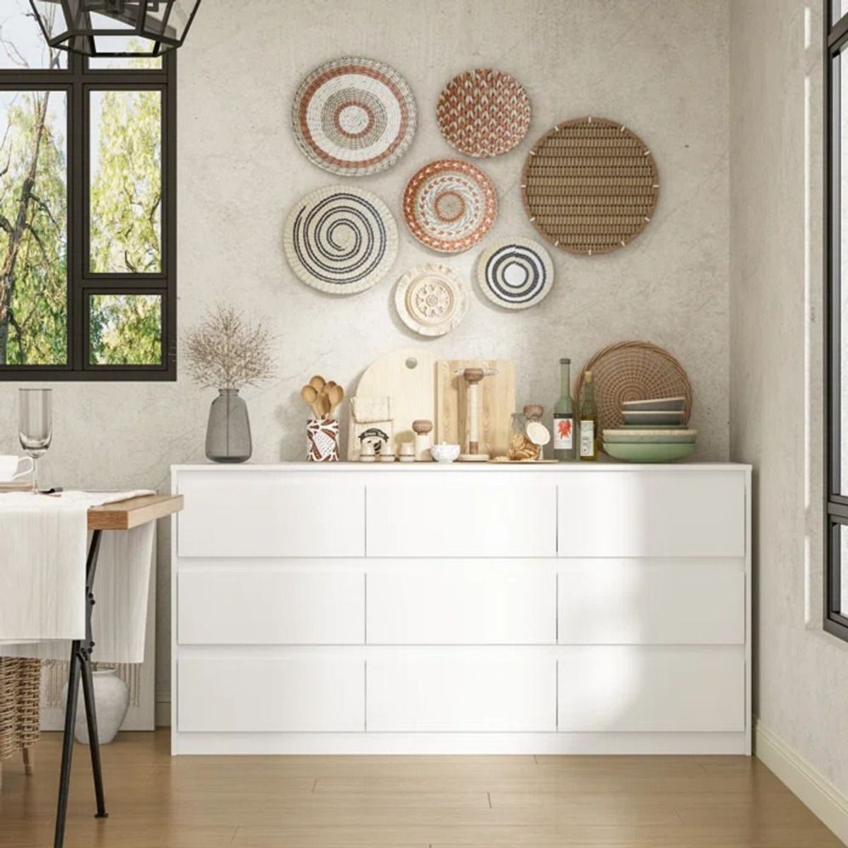 TU MESITA - Cómoda Larga Paracas 9 cajones color Blanco TU MESITA