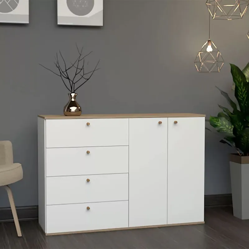 TU MESITA - Cómoda Juvenil 4 cajones 2 puertas Adelaida color Blanco TU MESITA