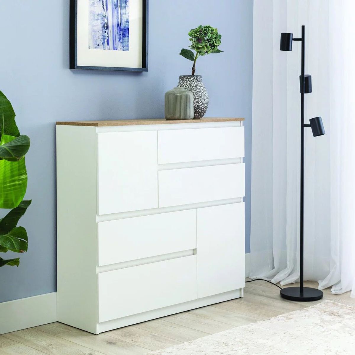 TU MESITA - Cómoda Moderna Mateo 4 cajones 2 puertas TU MESITA