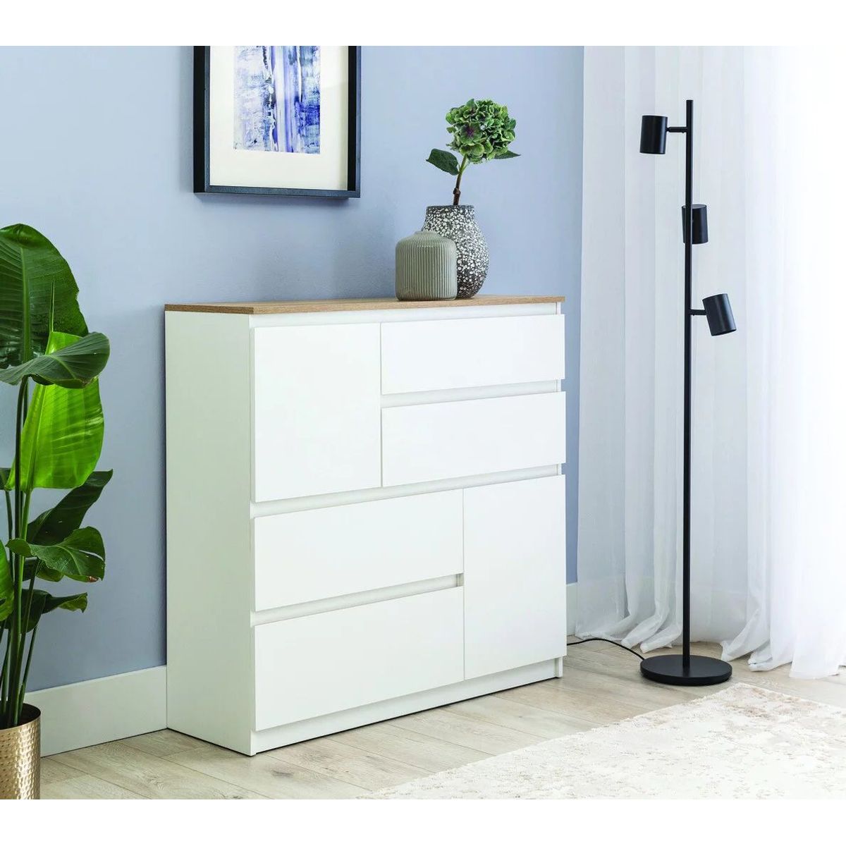 TU MESITA - Cómoda Moderna Mateo 4 cajones 2 puertas TU MESITA