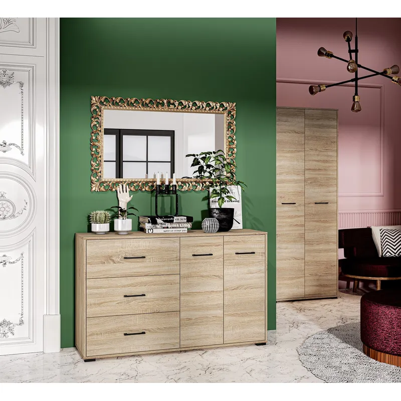 TU MESITA - Cómoda Juvenil Karol color Macadamia 3 cajones 2 puertas TU MESITA