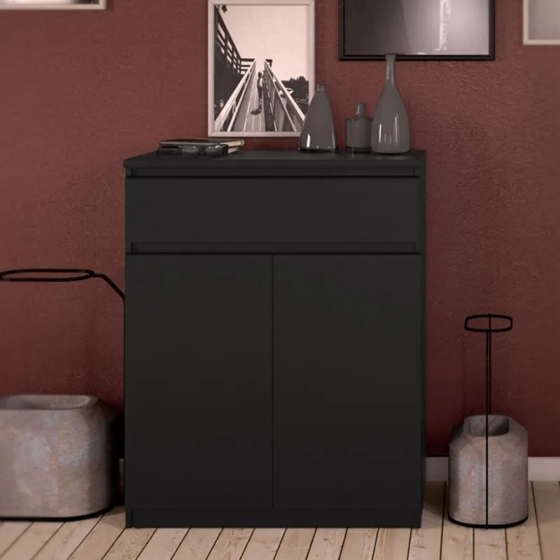 TU MESITA - Cómoda Clásica Pierina 1 cajón 2 púertas TU MESITA color Negro