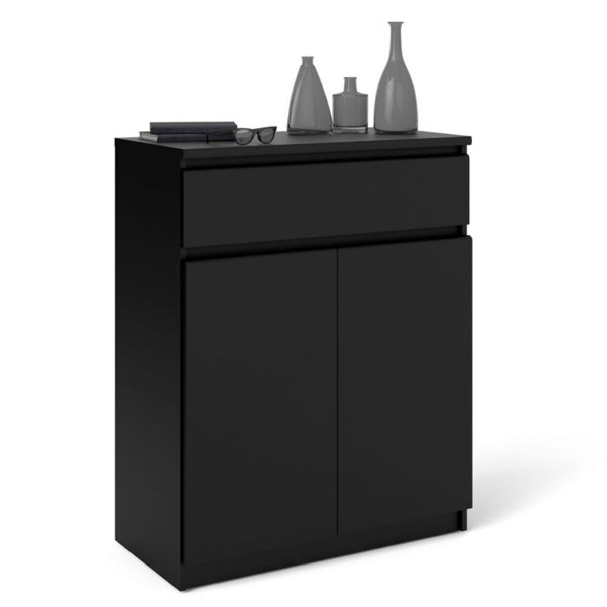 TU MESITA - Cómoda Clásica Pierina 1 cajón 2 púertas TU MESITA color Negro