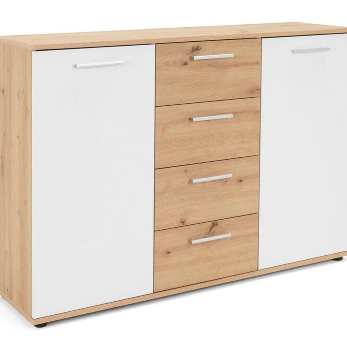 TU MESITA - Cómoda Clásica Luisa 4 cajones 2 puertas TU MESITA color Blanco/Duna
