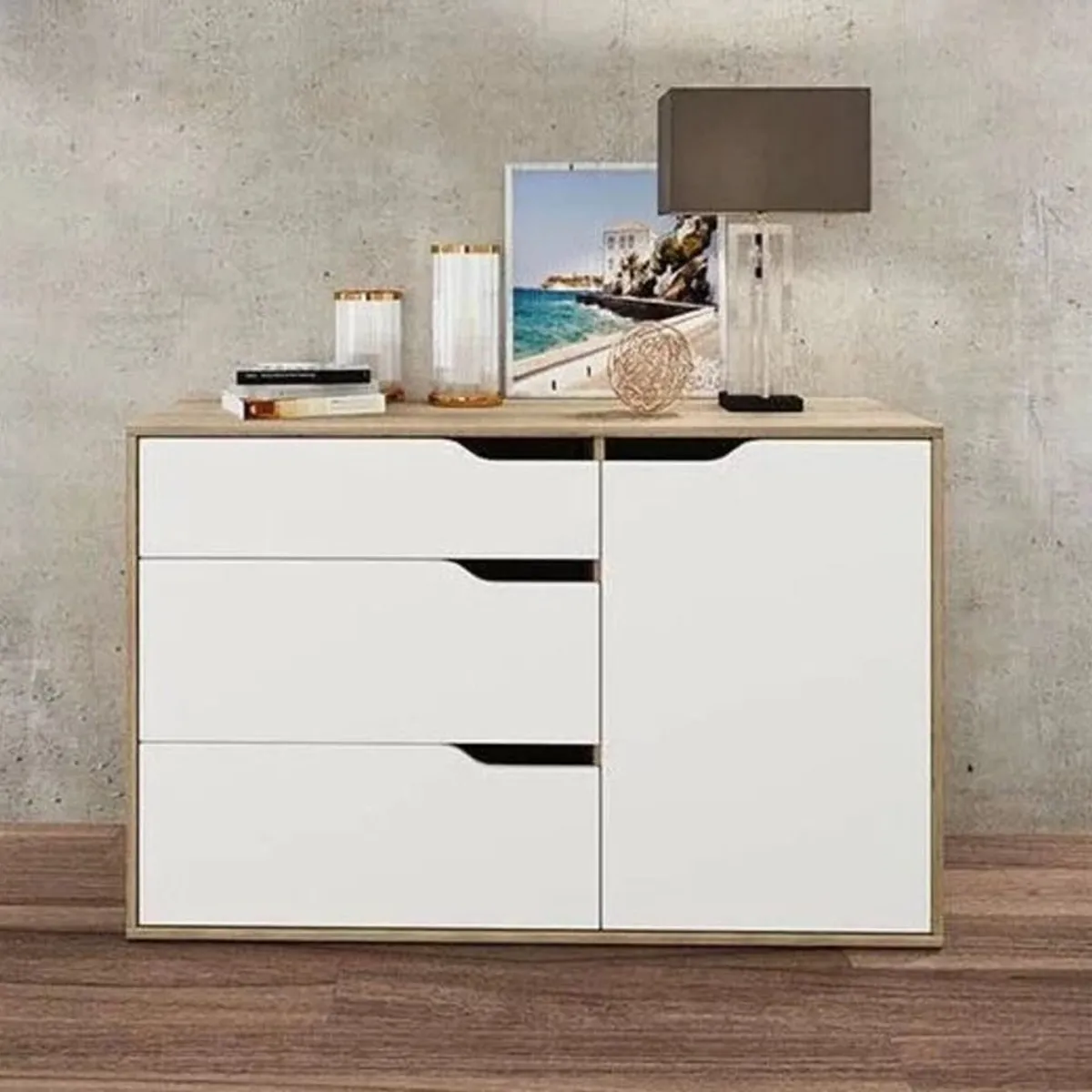 TU MESITA - Cómoda Moderna Michell 3 cajones 1 puerta TU MESITA