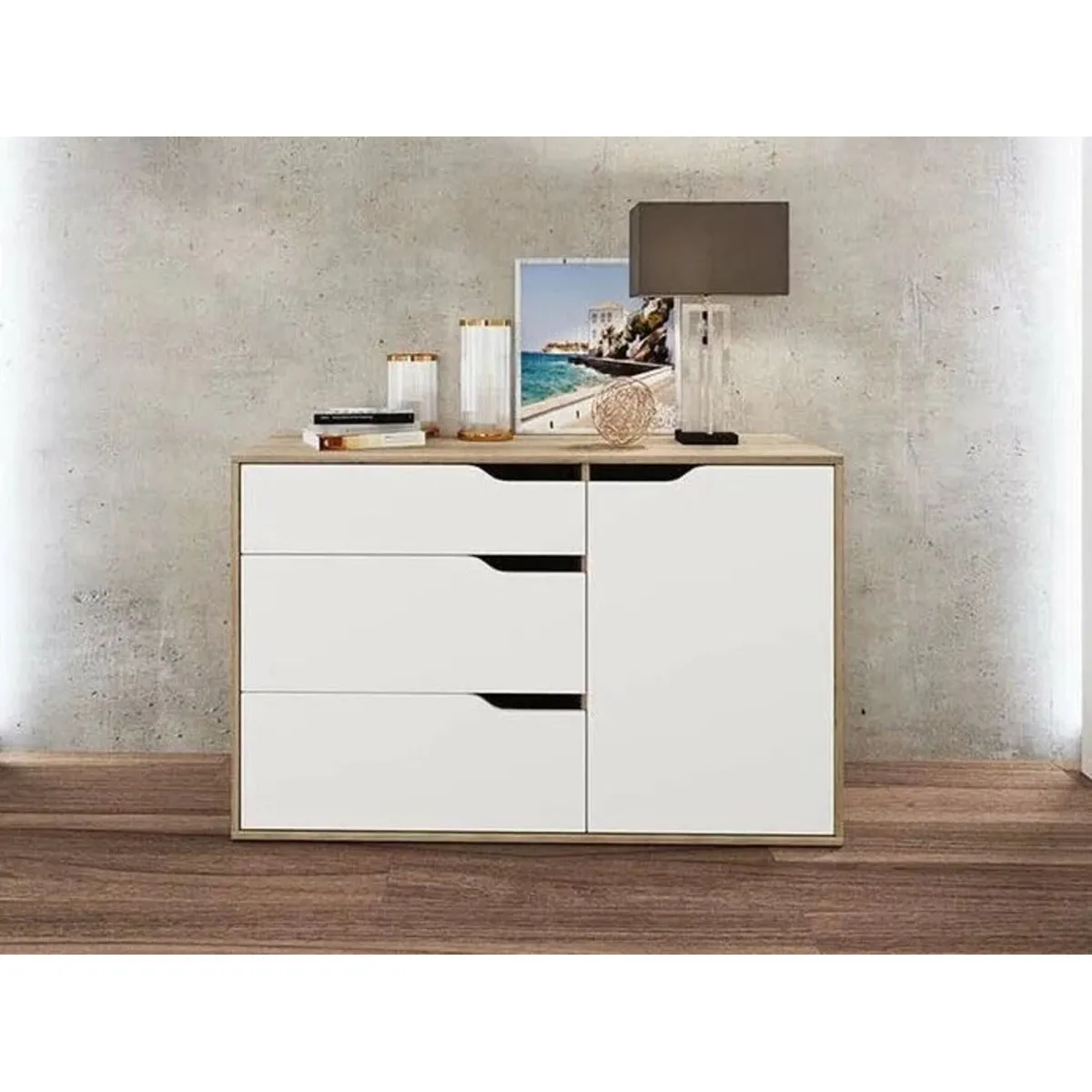 TU MESITA - Cómoda Moderna Michell 3 cajones 1 puerta TU MESITA