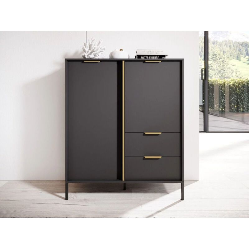 TU MESITA - Cómoda Moderna Ballarta 2 puertas 2 cajones TU MESITA color Negro