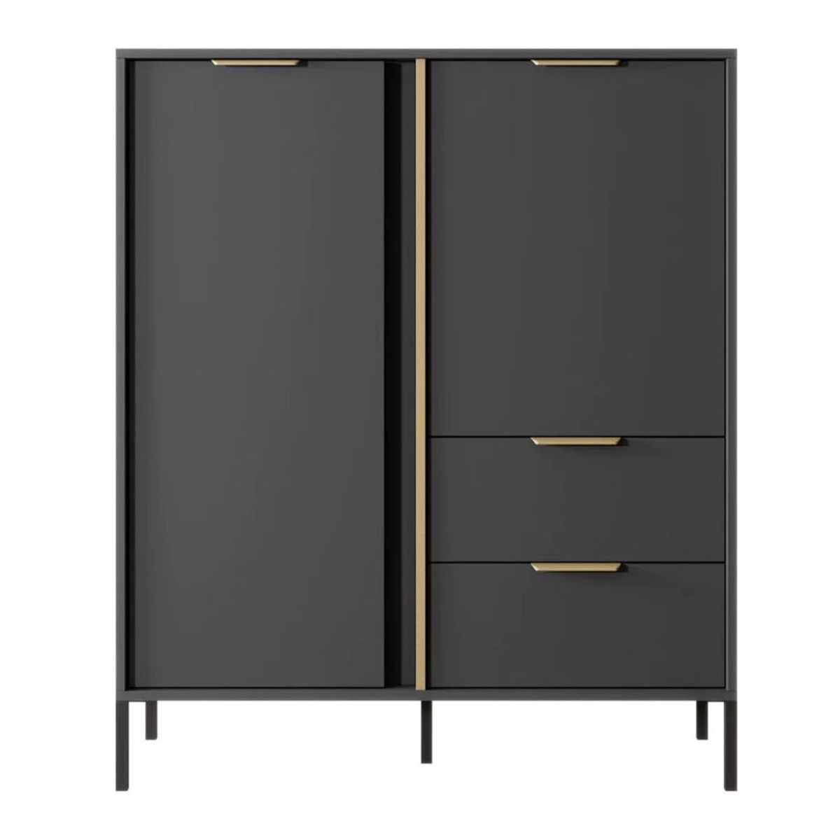 TU MESITA - Cómoda Moderna Ballarta 2 puertas 2 cajones TU MESITA color Negro