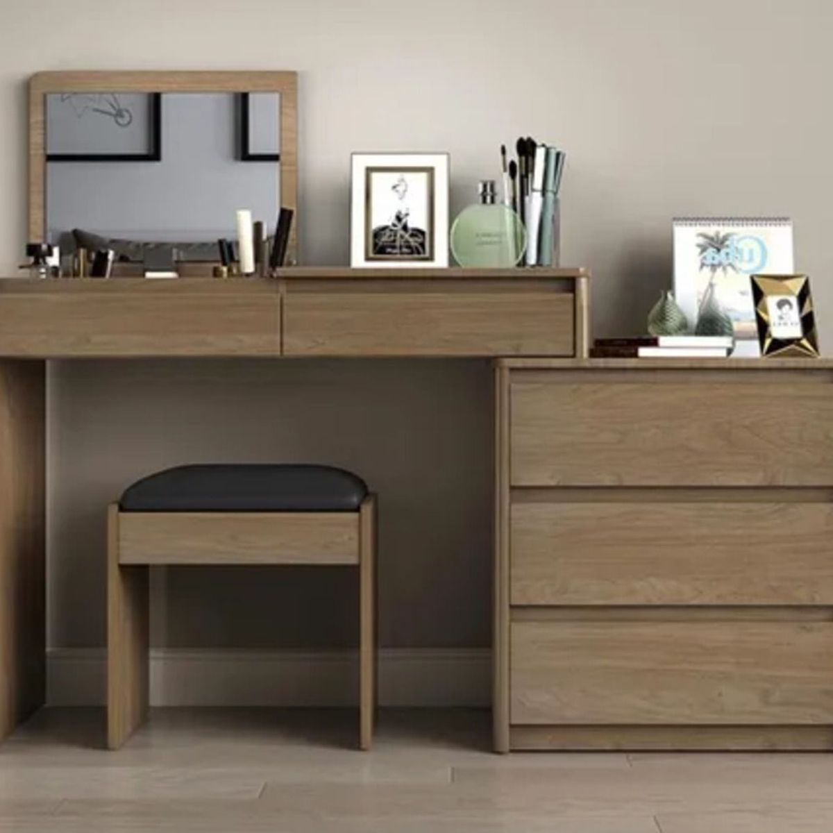 TU MESITA - Tocador Contemporáneo Montserrat Marrón 130cm