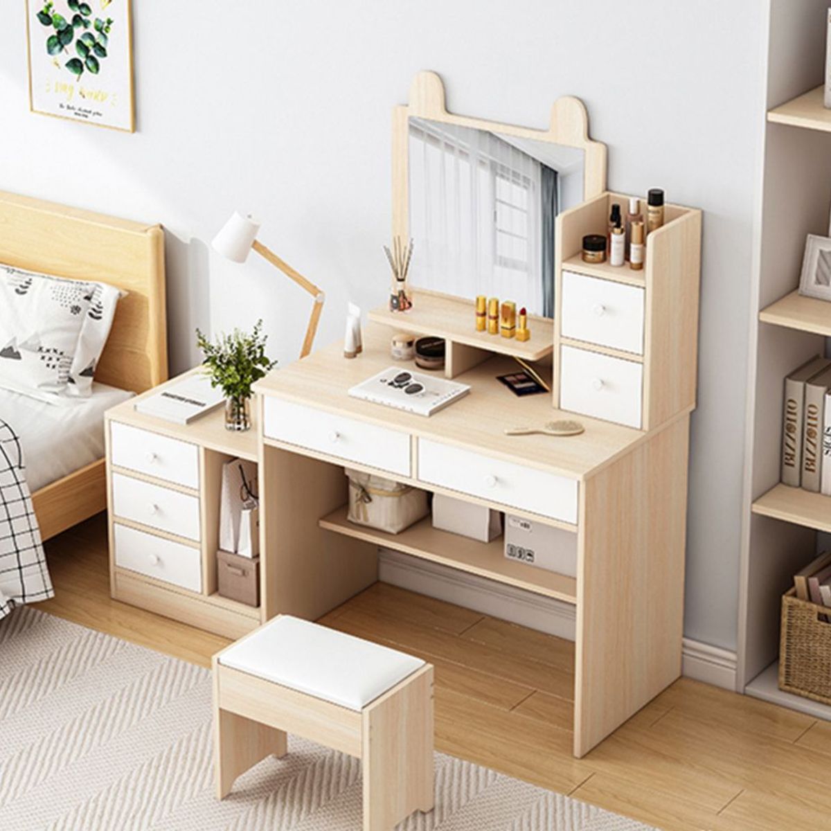 TU MESITA - Tocador con Velador Moderno Xime Duna/Blanco