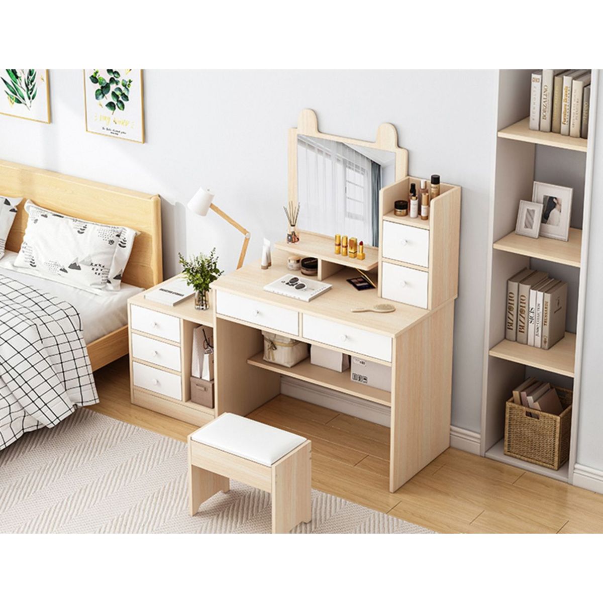 TU MESITA - Tocador con Velador Moderno Xime Duna/Blanco