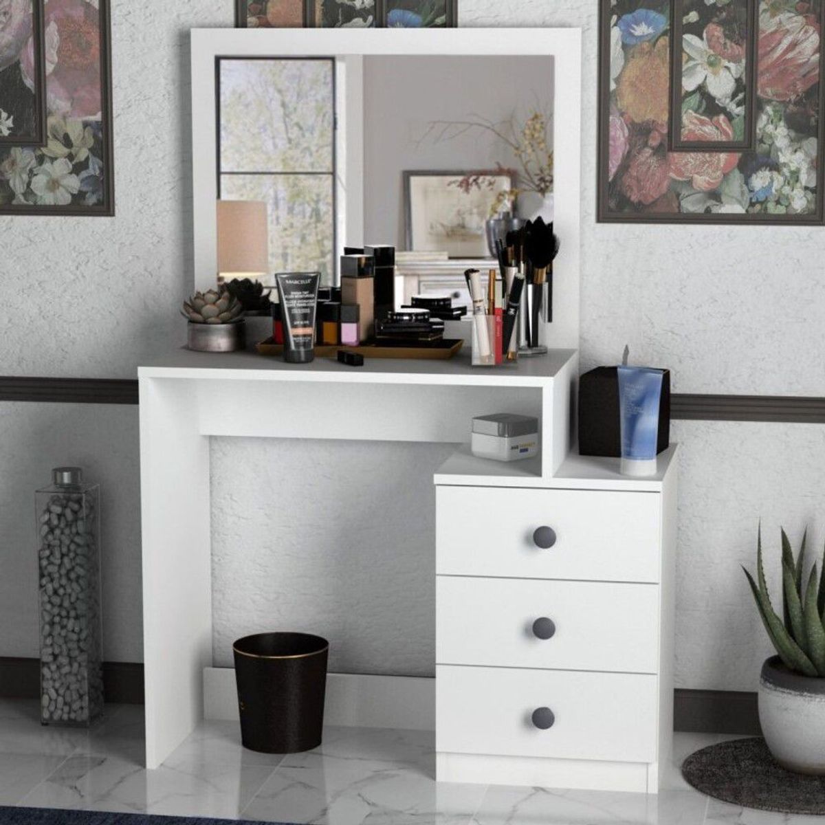 TU MESITA - Tocador Elegante y Práctico Belladona color Blanco TU MESITA