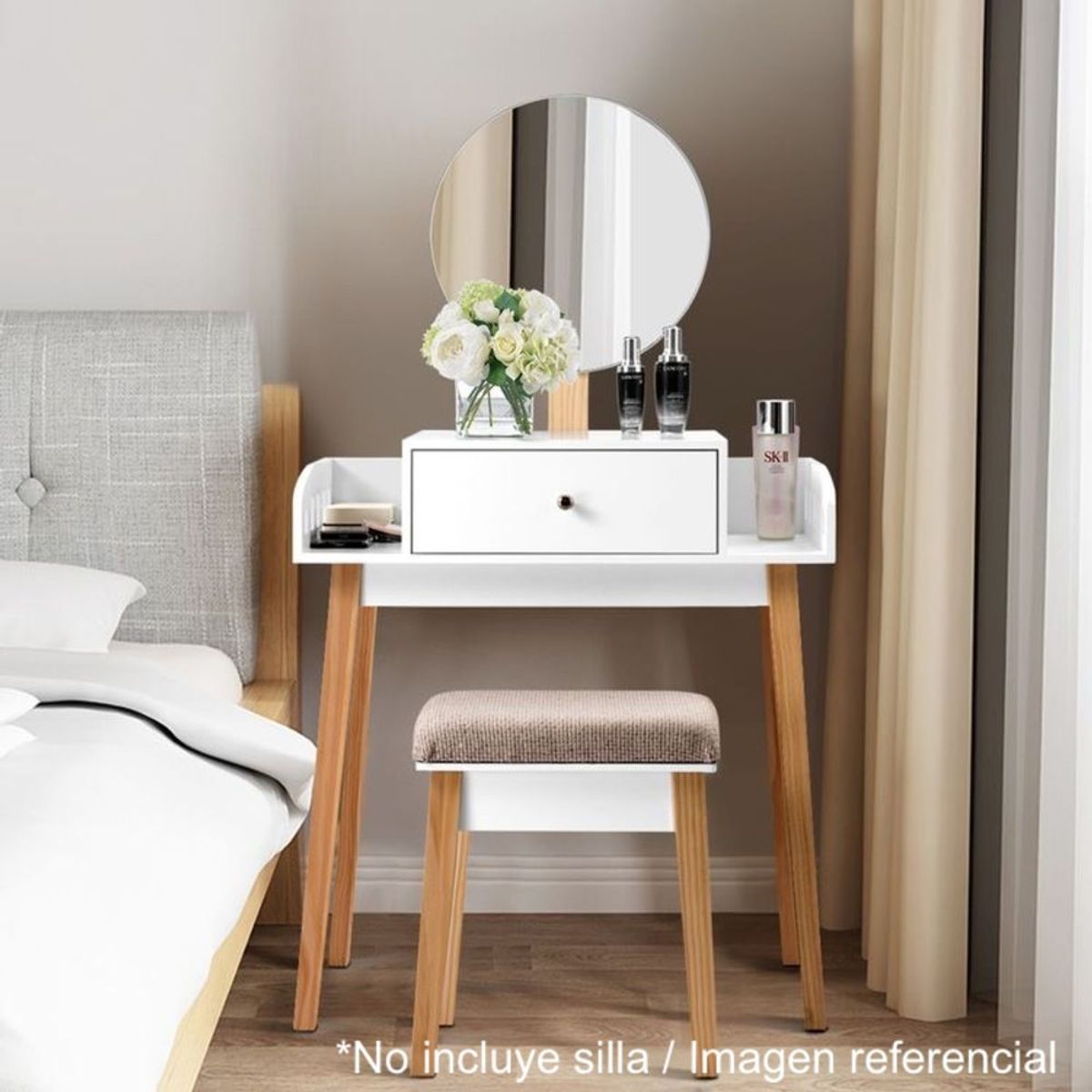 TU MESITA - Tocador Vintage Aleh Blanco 1 Cajón