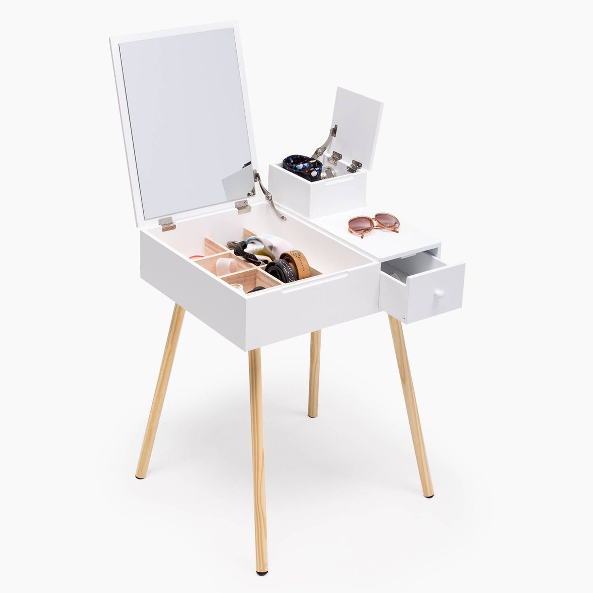 TU MESITA - Mueble Tocador Vintage Blanca 88X60Cm