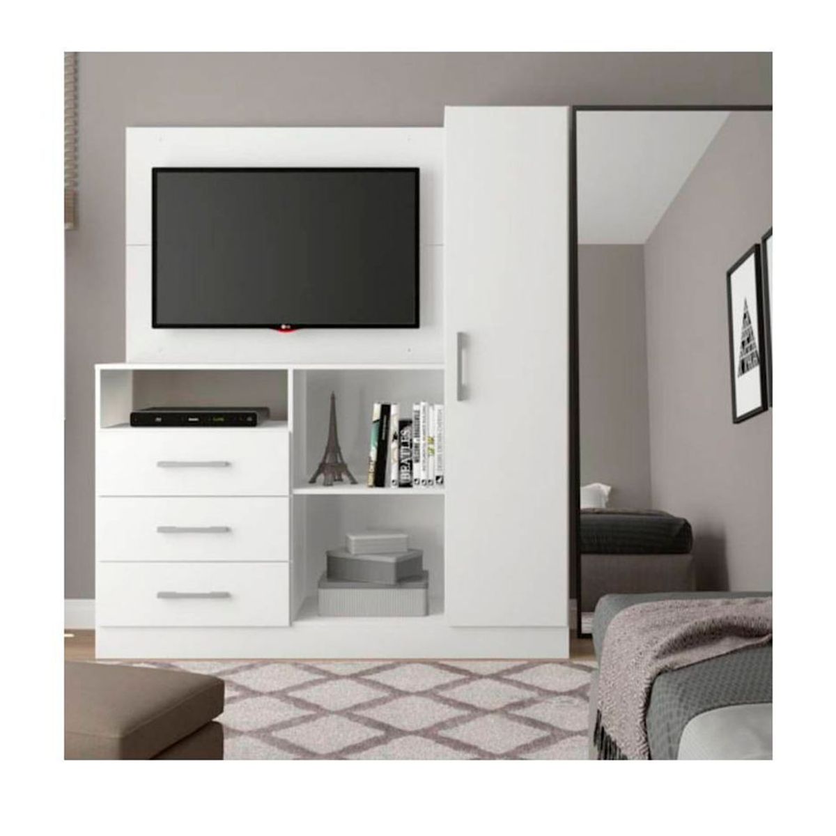 TU MESITA - Cómoda Moderna Madrid TV 42’’ Blanco 149 cm