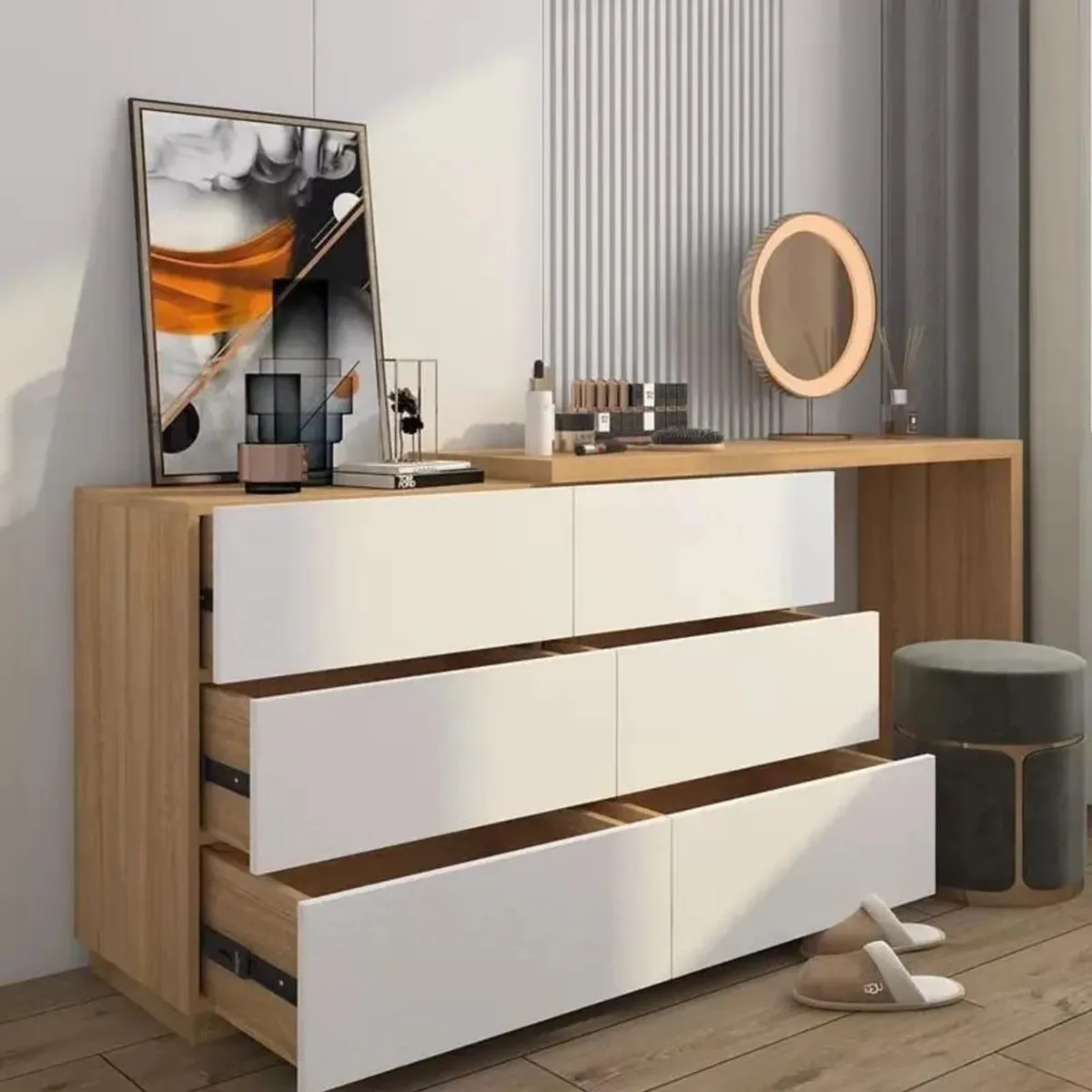 TU MESITA - Tocador Contemporáneo Vico Blanco 210 cm