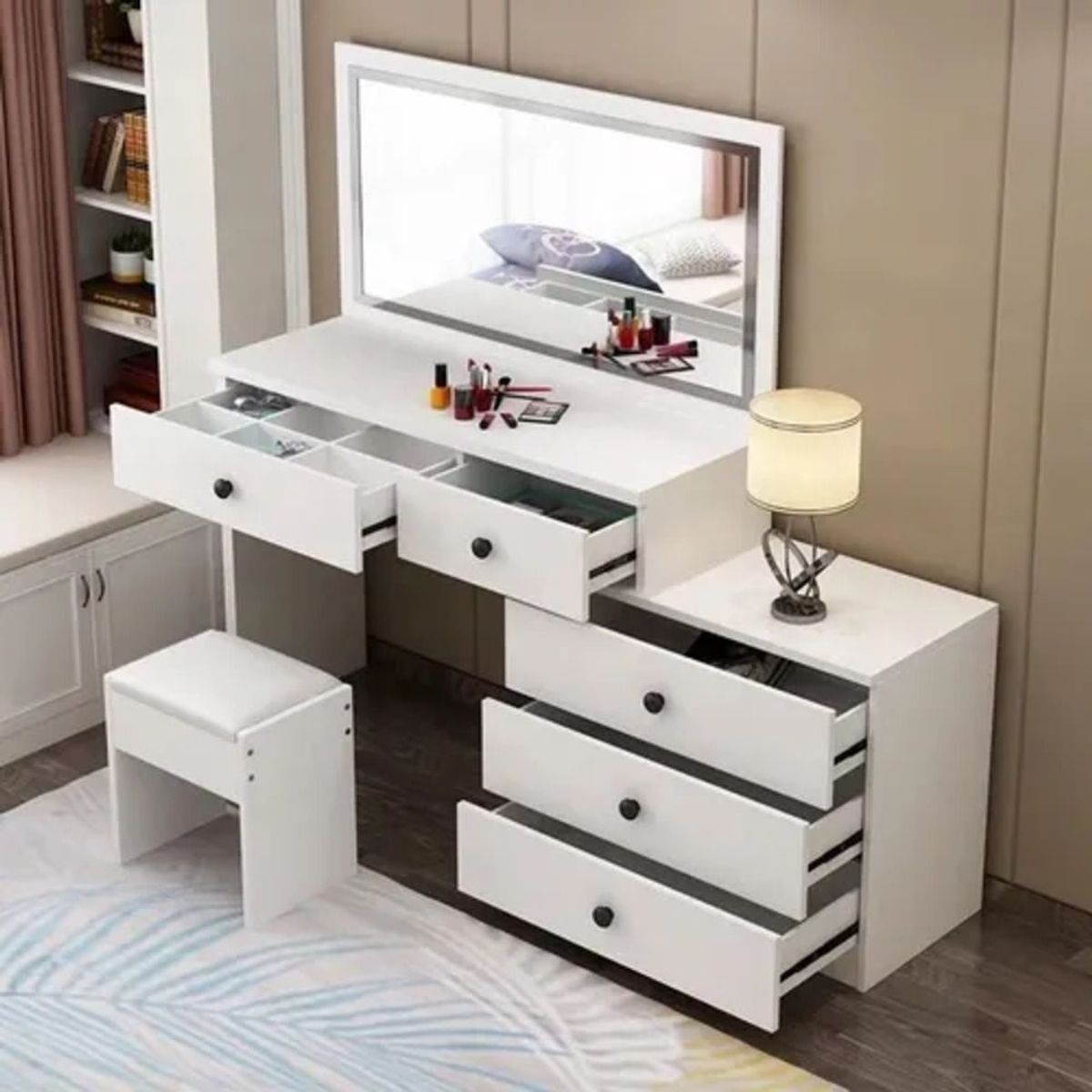 TU MESITA - Tocador Contemporáneo Rusó Blanco 140cm