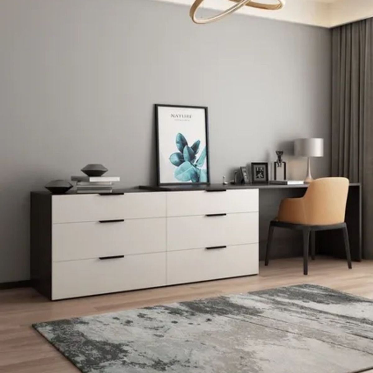 TU MESITA - Tocador-Escritorio Contemporáneo Preta Gris 240cm