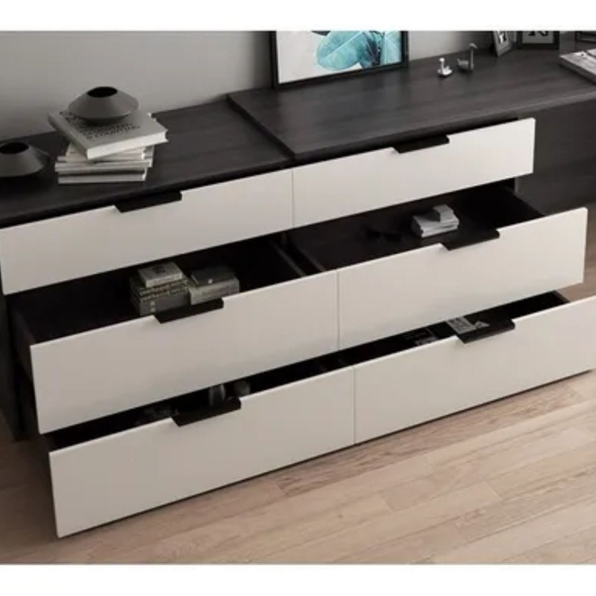 TU MESITA - Tocador-Escritorio Contemporáneo Preta Gris 240cm