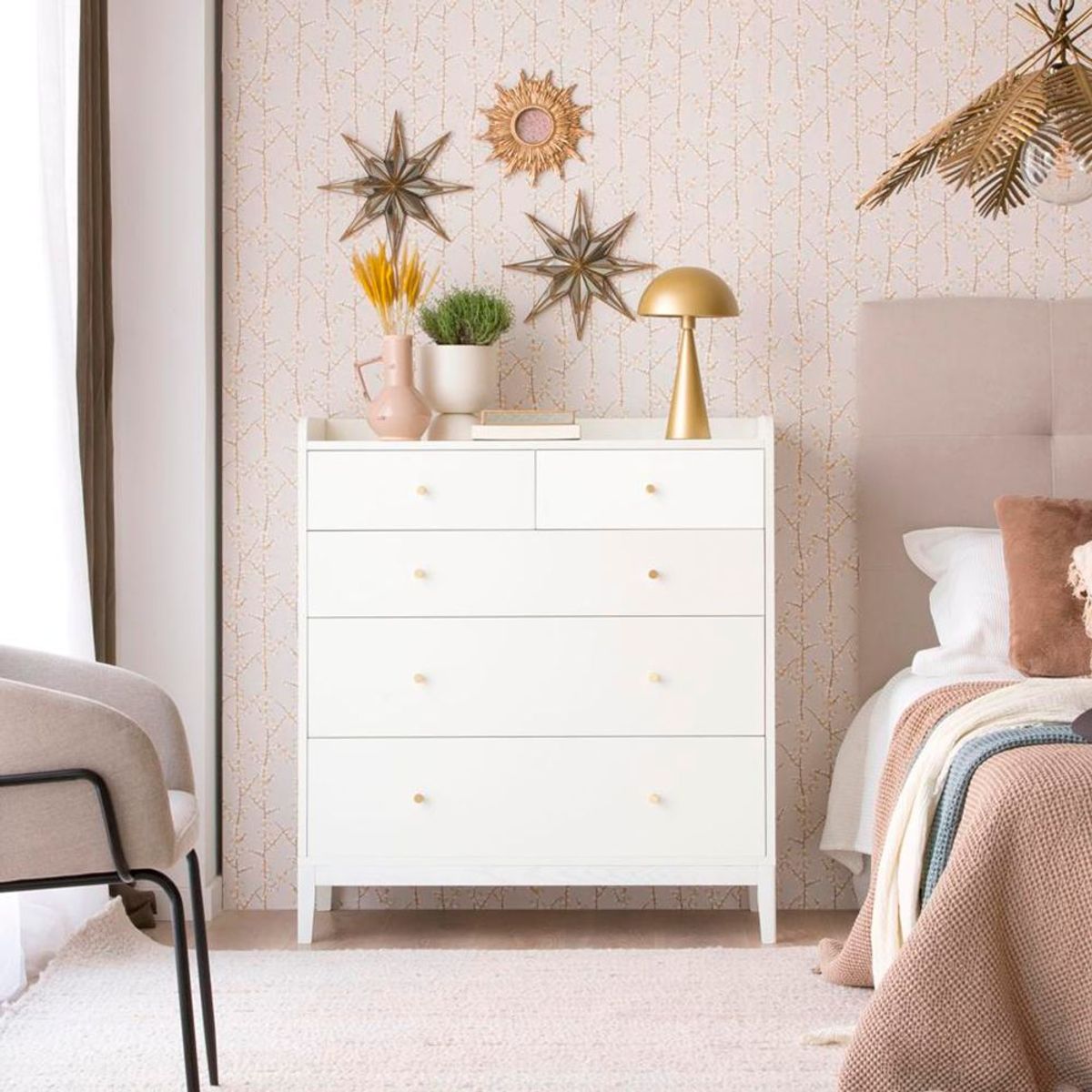 TU MESITA - Cómoda Moderna Lake 5 Cajones Blanco