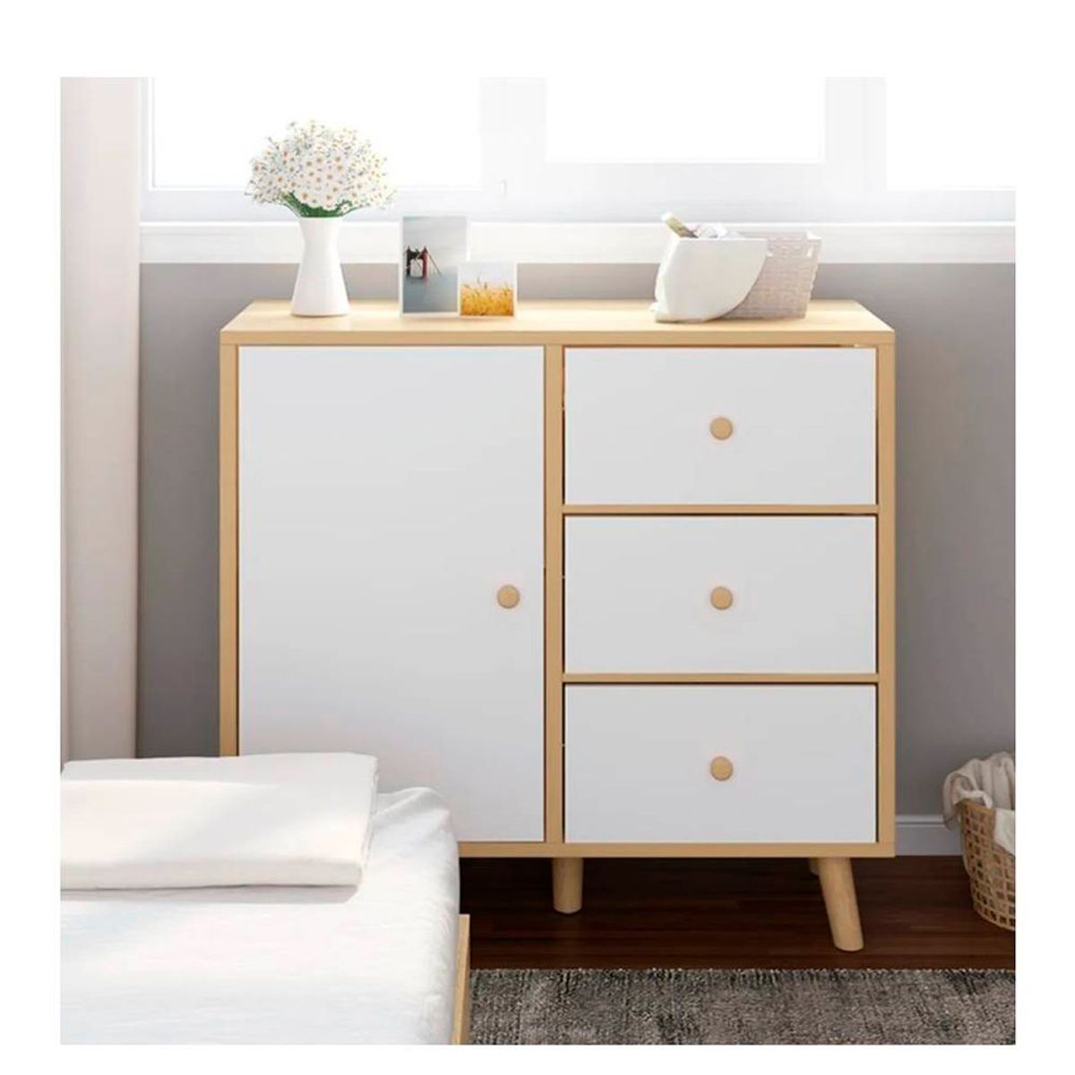 TU MESITA - Cómoda Vintage Swan 3 cajones 80 cm